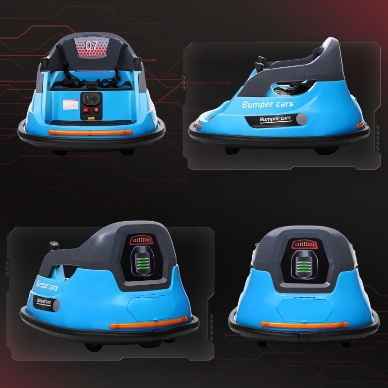Aosom Bumper Car 12V 360° Rotation Electric Car for Kids, with Remote, Safety Belt, Lights, Music, for 1.5-5 Years Old, Blue
