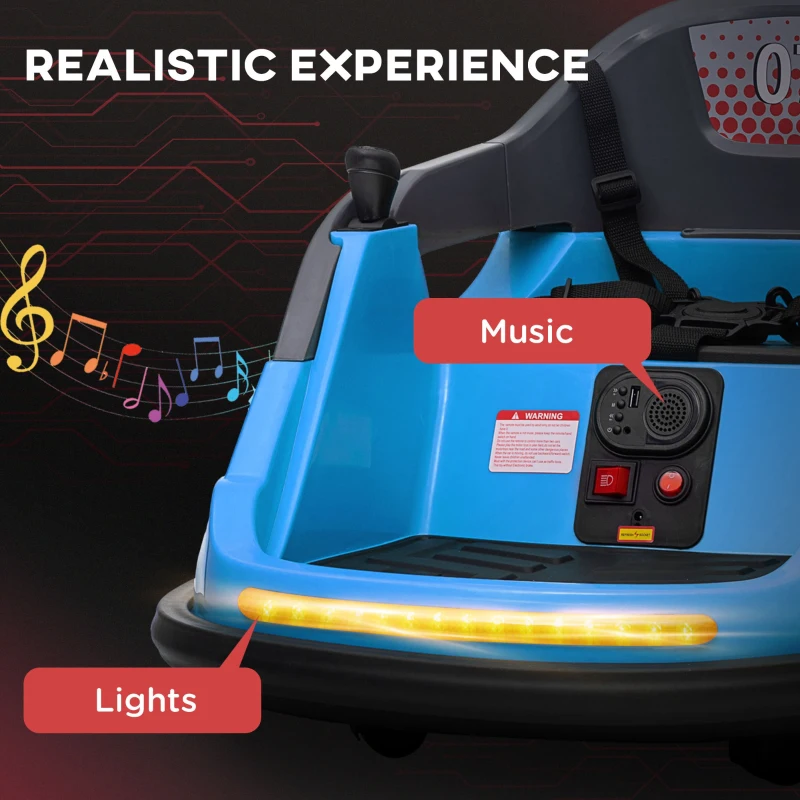 Aosom Bumper Car 12V 360° Rotation Electric Car for Kids, with Remote, Safety Belt, Lights, Music, for 1.5-5 Years Old, Blue