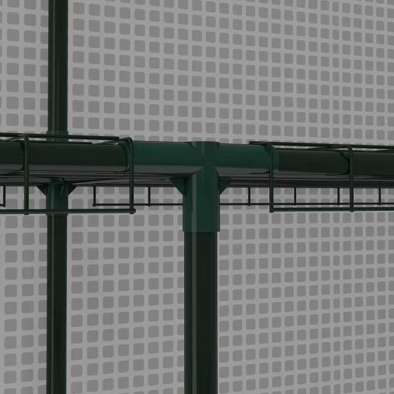 Outsunny 4.6' x 4.7' Portable Greenhouse, Water/UV Resistant Walk-In Small Outdoor Green House with 2 Tier U-Shaped Flower Rack Shelves, Roll Up Door & Windows, White