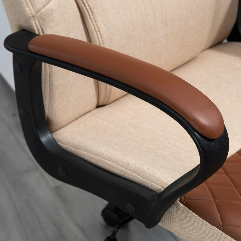 Vinsetto Massage Office Chair, Swivel Chair with 2-Point Vibration Lumbar, USB Power and Adjustable Height, Brown and Beige