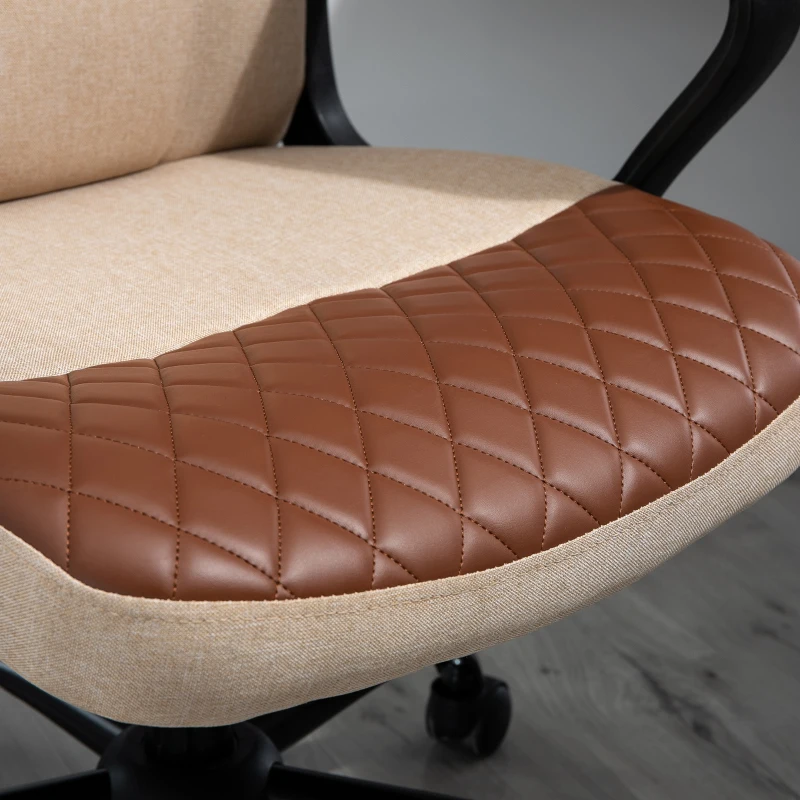 Vinsetto Massage Office Chair, Swivel Chair with 2-Point Vibration Lumbar, USB Power and Adjustable Height, Brown and Beige