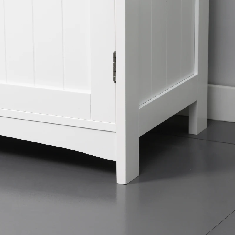 kleankin Modern Bathroom Sink Cabinet, Pedestal Sink Storage Cabinet with Double Doors and Adjustable Shelf, White