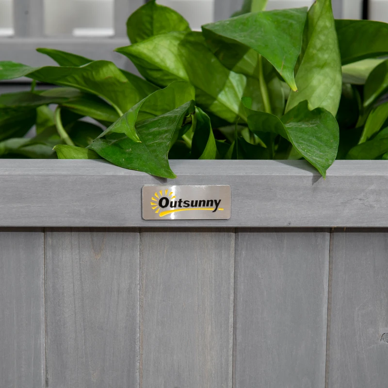 Outsunny Wood Planter with Trellis for Vine Climbing, Raised Garden Bed, Privacy Screen for Backyard, Patio, Dark Gray