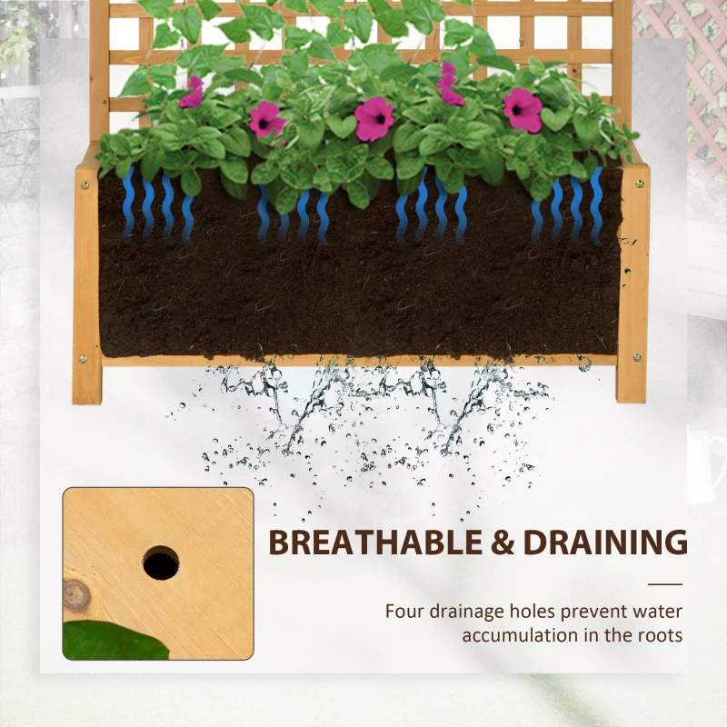 OutsunnyWood Planter with Trellis for Vine Climbing, Raised Garden Bed, Privacy Screen for Backyard, Patio, Yellow