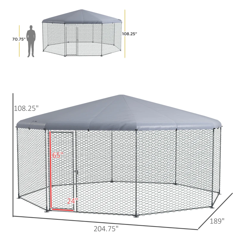 PawHut 17.1 ft x 15.7 ft Chicken Run for 19-25 Chickens with Cover