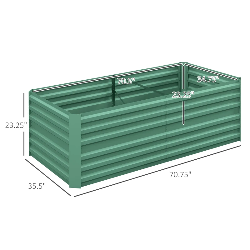 Outsunny Large Galvanized Raised Garden Bed Kit, 6'x3'x2', with Reinforcing Bars, Metal Planter Box for Vegetables, Flowers, Herbs, Light Green