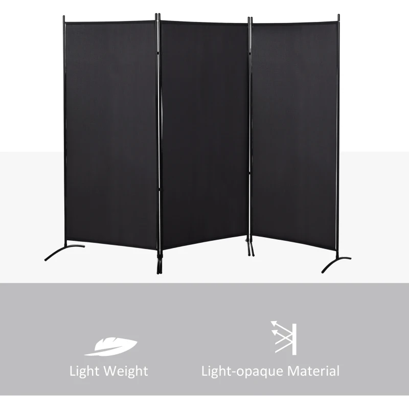 HOMCOM 6' 3 Panel Room Divider, Double Hinged Folding Wall Divider, Indoor Privacy Screen for Home Office, Black
