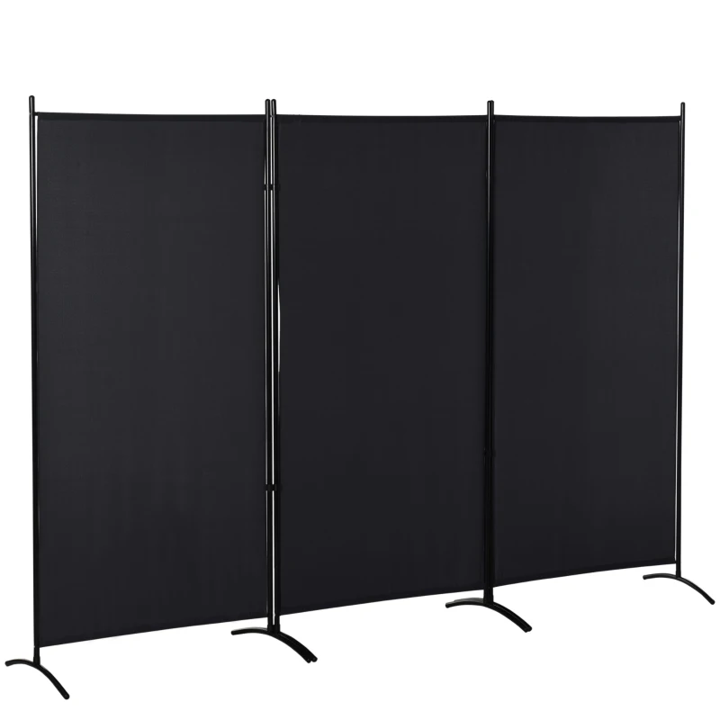 HOMCOM 6' 3 Panel Room Divider, Double Hinged Folding Wall Divider, Indoor Privacy Screen for Home Office, Black