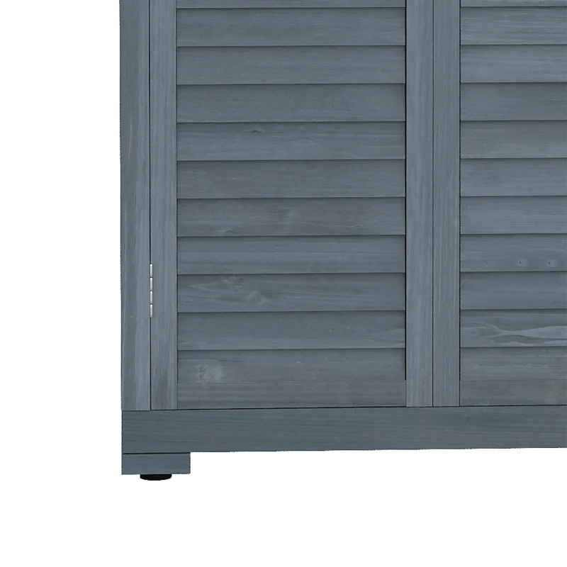 Outsunny Outdoor Garden Shed, Wooden Tool Storage Shed, 3-Tier Shelves, Asphalt Roof, Shutter Doors, 34.3" x 18.3" x 63", Grey