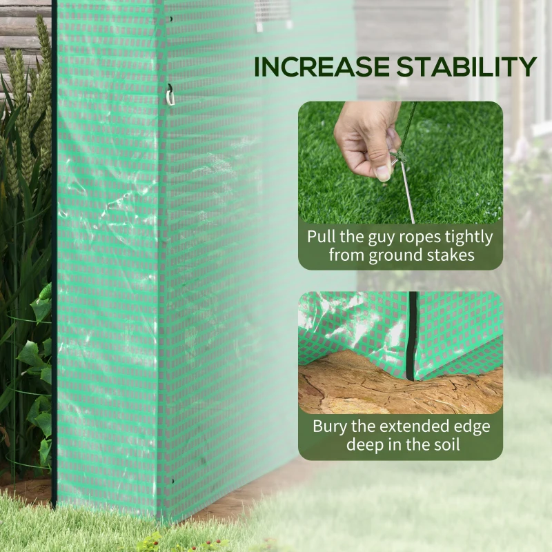 Outsunny Tunnel Greenhouse Walk-in Green House with UV-resistant PE Cover, Doors and Mesh Windows, 6' x 6' x 6.6', Green