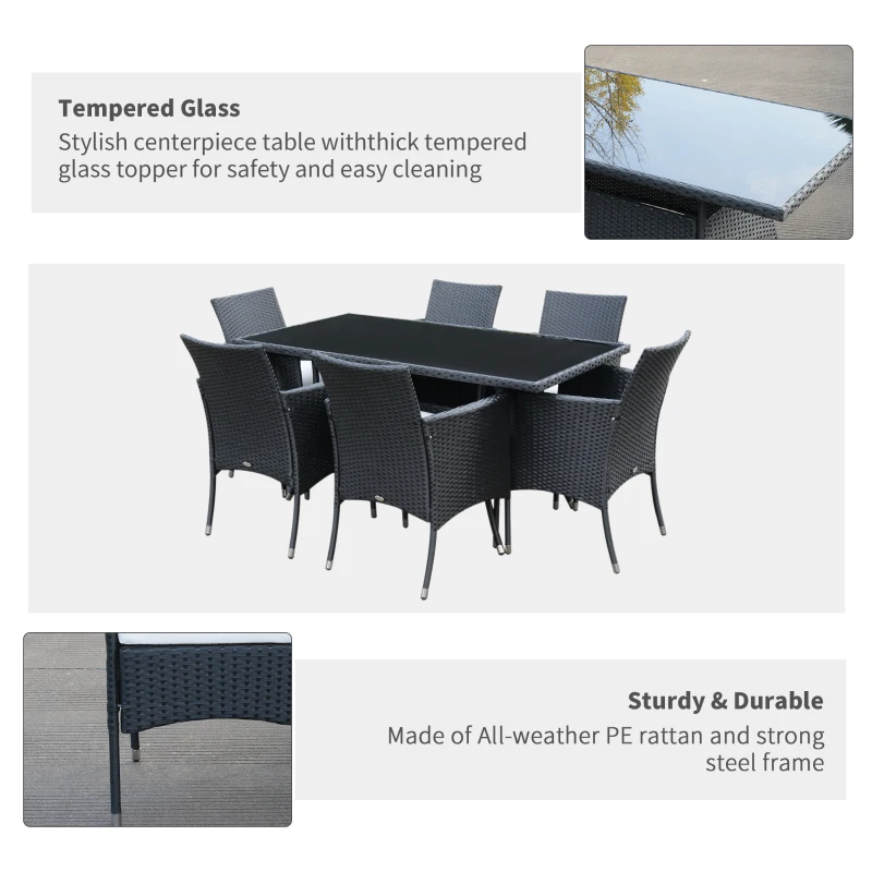 Outsunny Garden Dining Set with Cushions