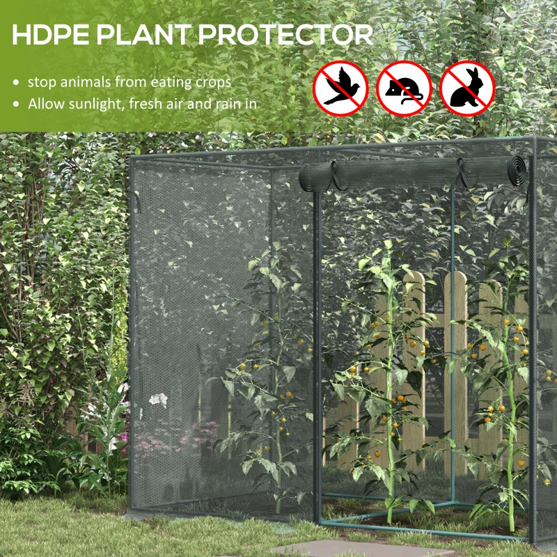 Outsunny 6.5 x 3.3ft Crop Cage, Garden Plant Protector with Single Zippered Door, Storage Bag and Ground Stakes, Black