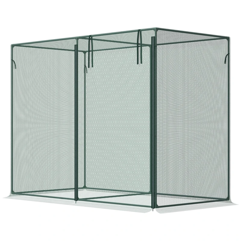 Outsunny 6.5 x 3.3ft Crop Cage, Garden Plant Protector with Single Zippered Door, Storage Bag and Ground Stakes, Green