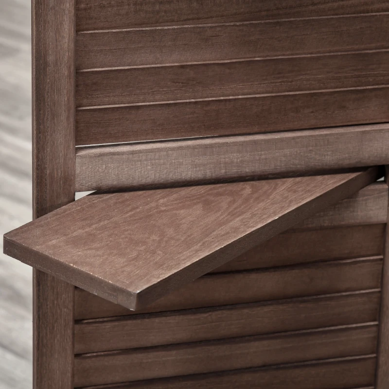 HOMCOM 5.6' 4 Panel Room Divider, Folding Wall Divider, Indoor Privacy Screen for Home Office, Walnut Brown