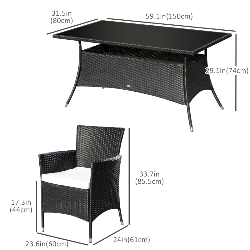 Outsunny Garden Dining Set with Cushions