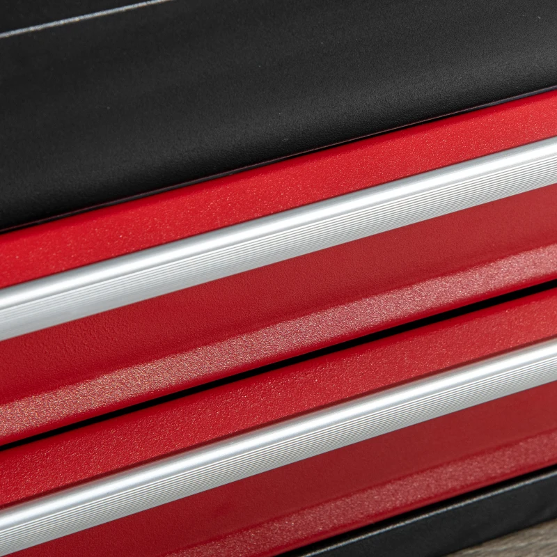DURHAND 8.7" Portable Metal Tool Box with Metal Latch Closure, 2 Drawer Lockable Tool Chest with Ball-bearing Slider for Garage, Household and Warehouse, Red