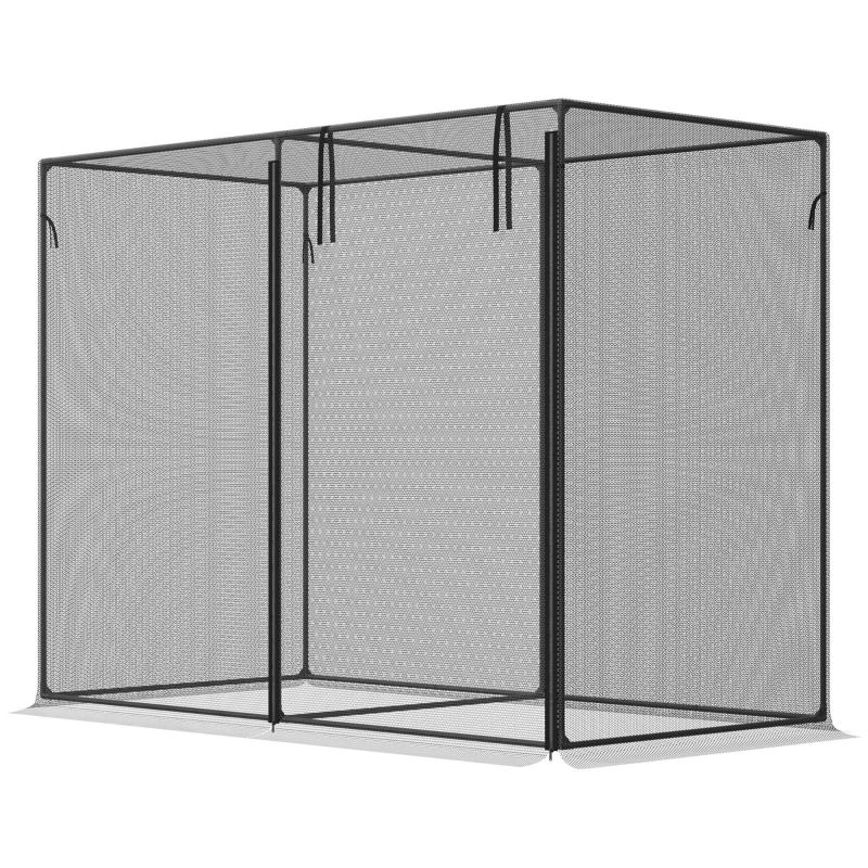 Outsunny 6.5 x 3.3ft Crop Cage, Garden Plant Protector with Single Zippered Door, Storage Bag and Ground Stakes, Black