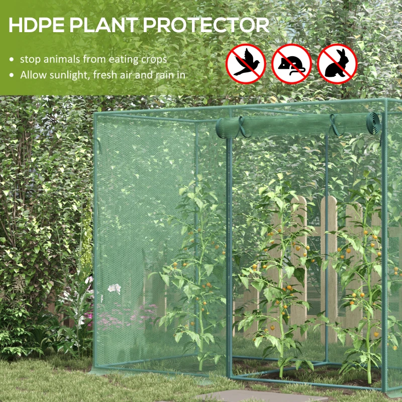 Outsunny 6.5 x 3.3ft Crop Cage, Garden Plant Protector with Single Zippered Door, Storage Bag and Ground Stakes, Green