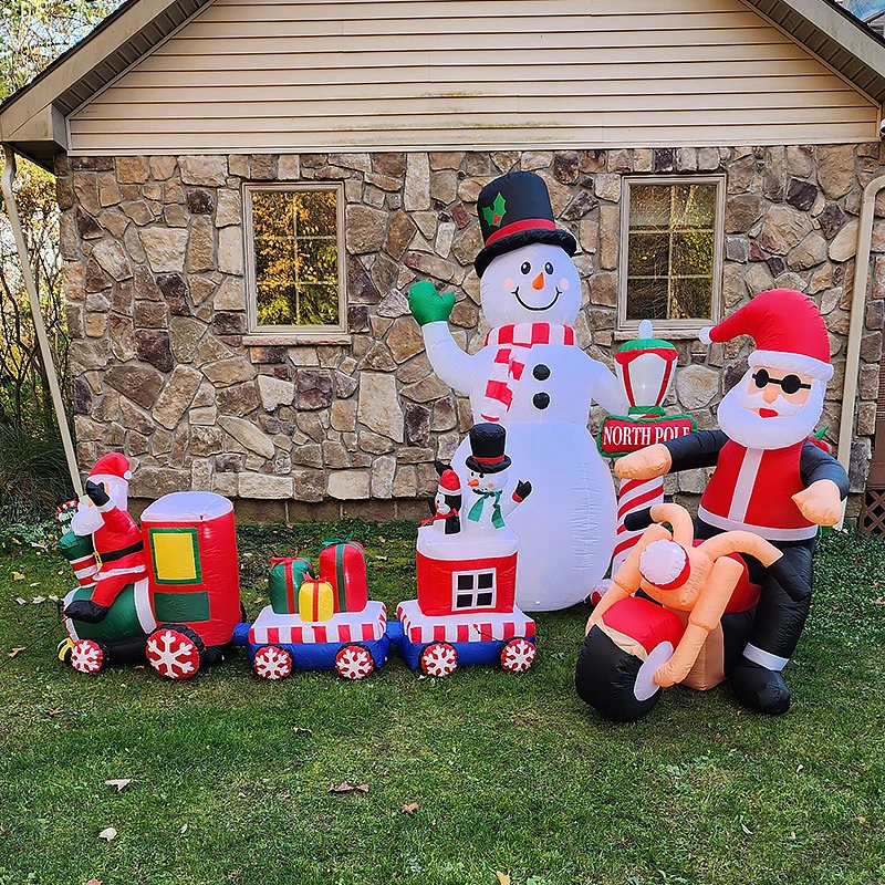 HOMCOM 6' Christmas Inflatable Santa Claus Riding A Motorcycle with Toy Bag, Outdoor Blow-Up Yard Decoration with LED Lights Display
