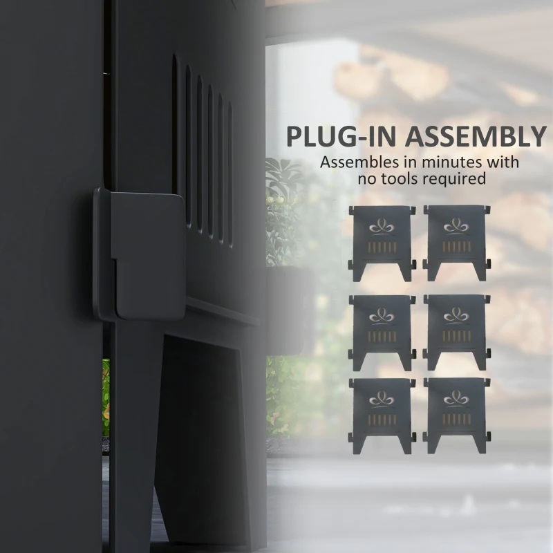 Outsunny 2-In-1 Portable Plug Fire Pit Table 20" Hexagon Firepit with Carrying Bag for Patio, Camping, Picnic, Bonfire