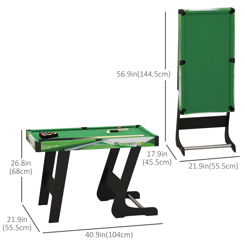 Soozier 41" Mini Pool Table Set Folding Billiard Table with 2 Cues, 16 Balls, Chalk, Triangle, Brush, Green