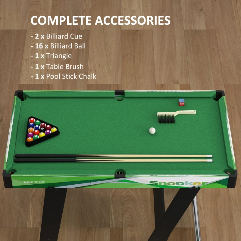 Soozier 41" Mini Pool Table Set Folding Billiard Table with 2 Cues, 16 Balls, Chalk, Triangle, Brush, Green