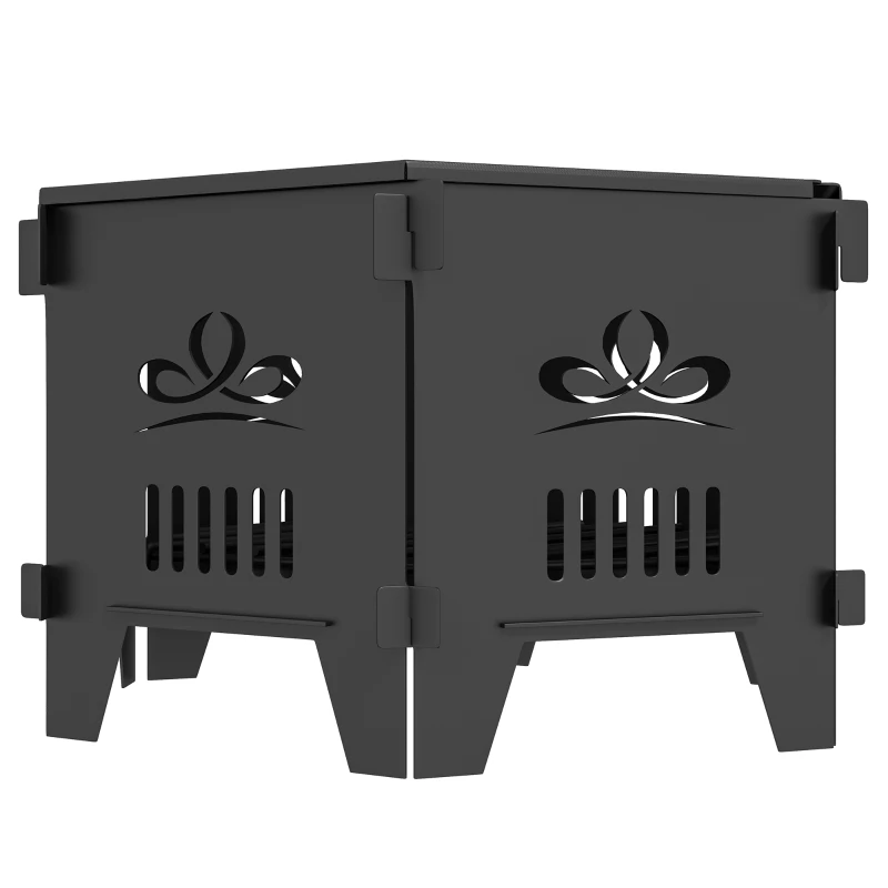 Outsunny 2-In-1 Portable Plug Fire Pit Table 20" Hexagon Firepit with Carrying Bag for Patio, Camping, Picnic, Bonfire