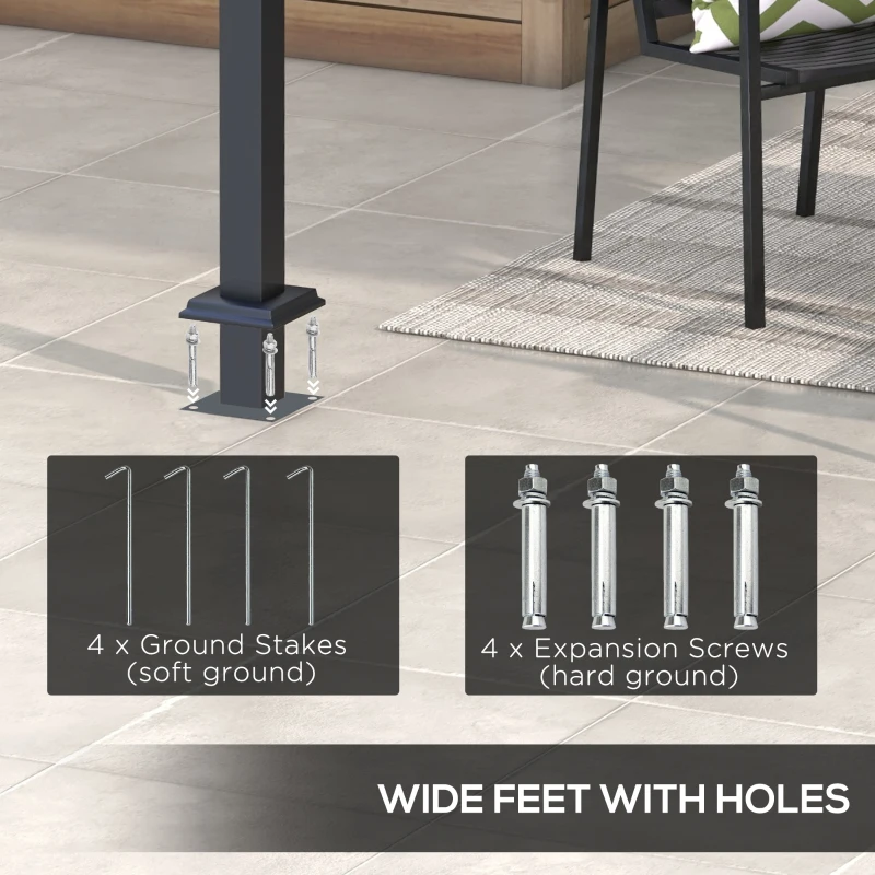 Outsunny 10' x 10' Retractable Pergola, Garden Gazebo Shade Shelter, for Grill, Patio, Deck, Dark Grey