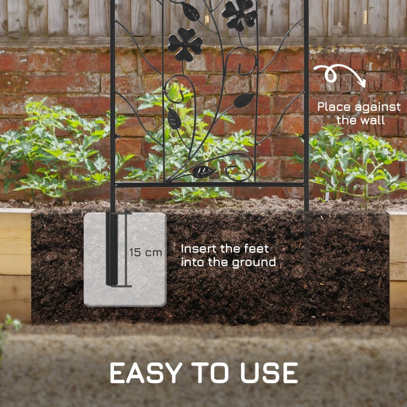 Outsunny 2 Pack Outdoor Metal Garden Trellis, Birds and Leaves Grid Panels for Roses, Vine Flower, Cucumber, Clematis, 39" Tall