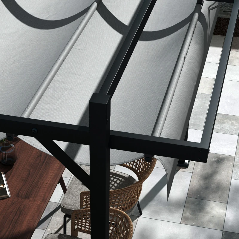 Outsunny 10' x 10' Retractable Pergola, Garden Gazebo Shade Shelter, for Grill, Patio, Deck, Dark Grey