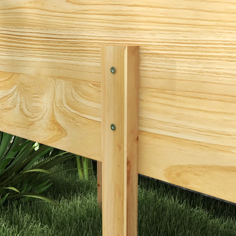 Outsunny Wooden Raised Garden Bed, Large Elevated Planter Box with Legs, Bed Liner and Drain Holes, 7.4' x 1.8' x 2.6', Natural