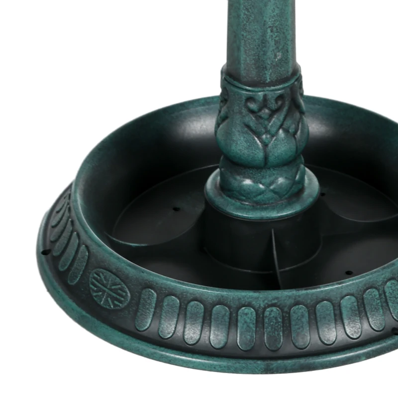 Outsunny 32" Antique Bird Bath Decorative Birdbath Bird Feeder Bowl with Planter Pedestal and Bird Statues, Verdigris