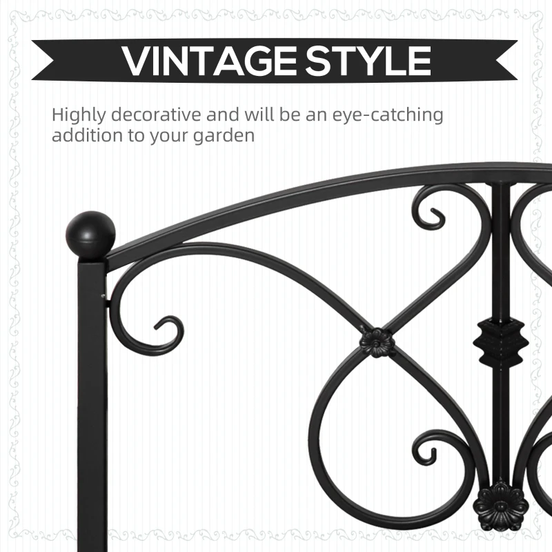 Outsunny Garden Bridge 3.3FT, Decorative Classic Backyard Pond Bridge with Safety Railings Black