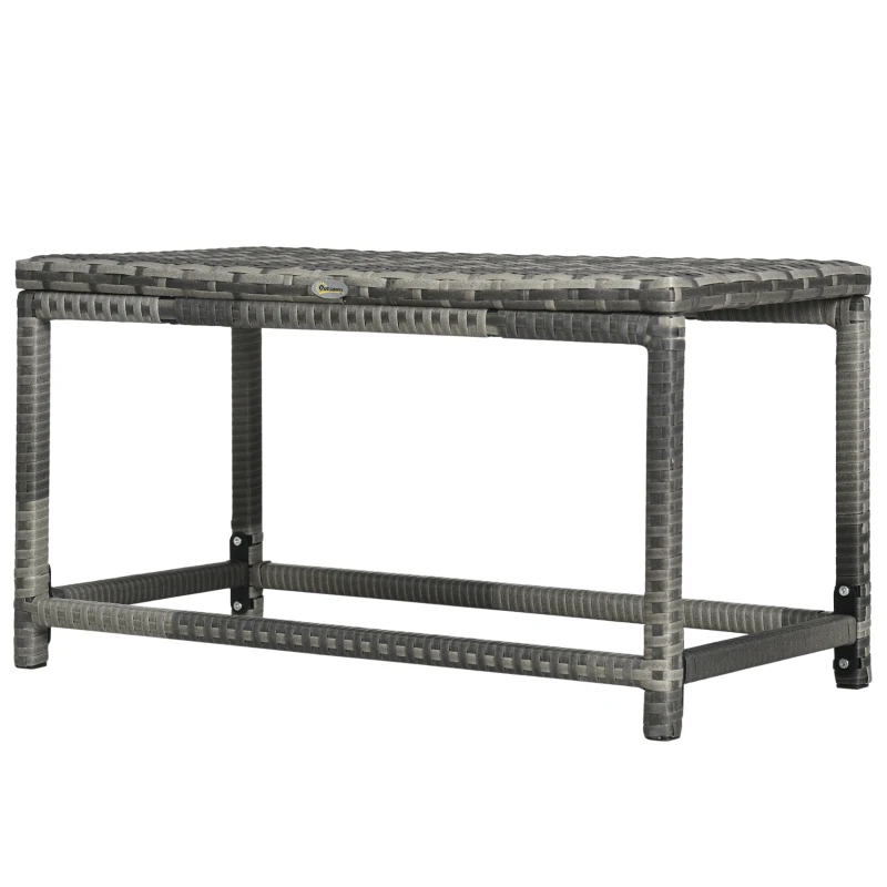 Outsunny Patio Rattan End Table, Outdoor Side Table with Full Woven Table Top for Garden, Balcony, Mixed Grey