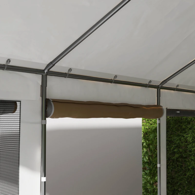 Outsunny 10' x 20' Carport, Heavy Duty Portable Garage, Height Adjustable, with 4 Mesh Windows and 4 Doors, Beige
