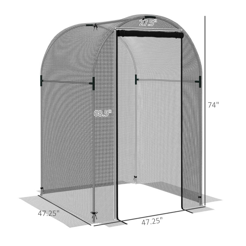Outsunny Galvanized Steel Crop Cage, Plant Protection Tent with Zippered Door, 4' x 4', Black