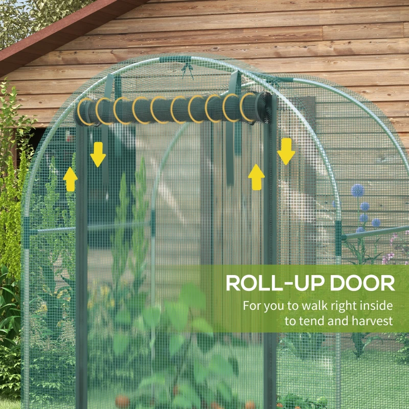 Outsunny Galvanized Steel Crop Cage, Plant Protection Tent with Zippered Door, 4' x 4', Green