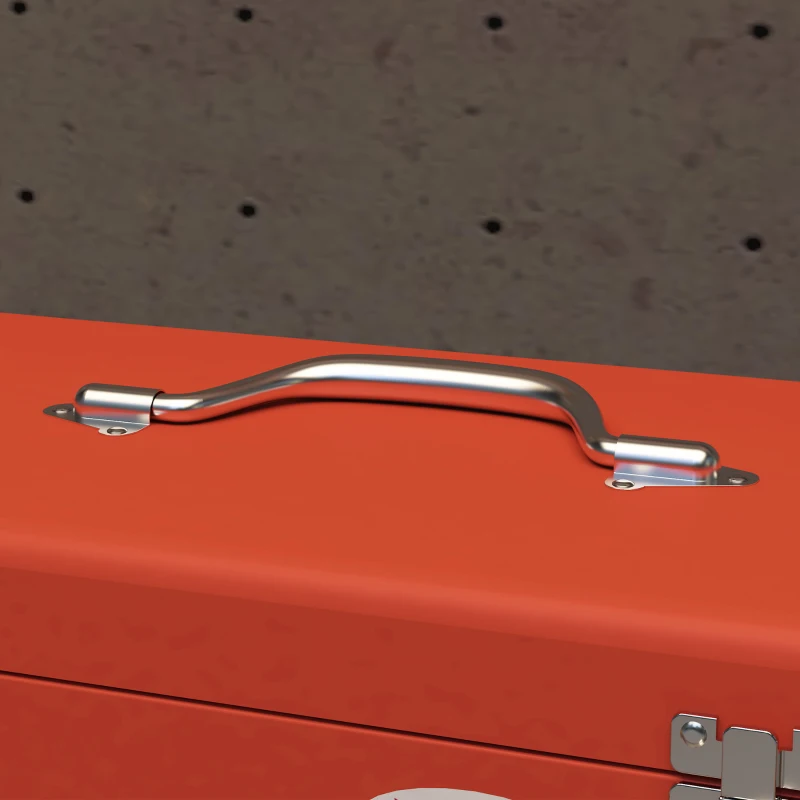 DURHAND 3 Drawer Tool Chest with Metal Latch Closure, Portable Tool Box for Garage, Household and Warehouse, Red