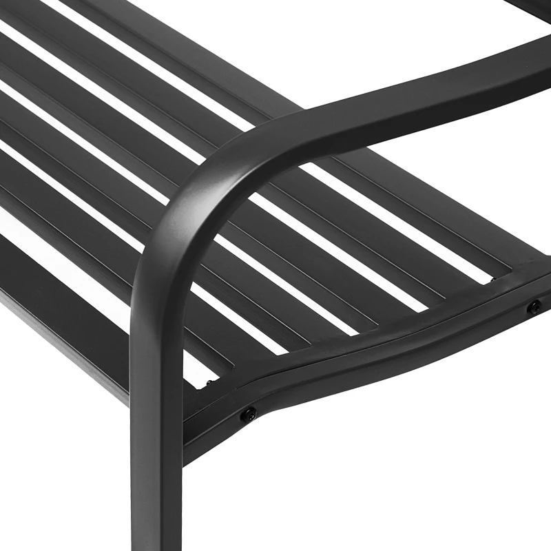 Outsunny 50" Garden Bench Outdoor Loveseat with Vintage Bird Pattern Cast Metal - Black