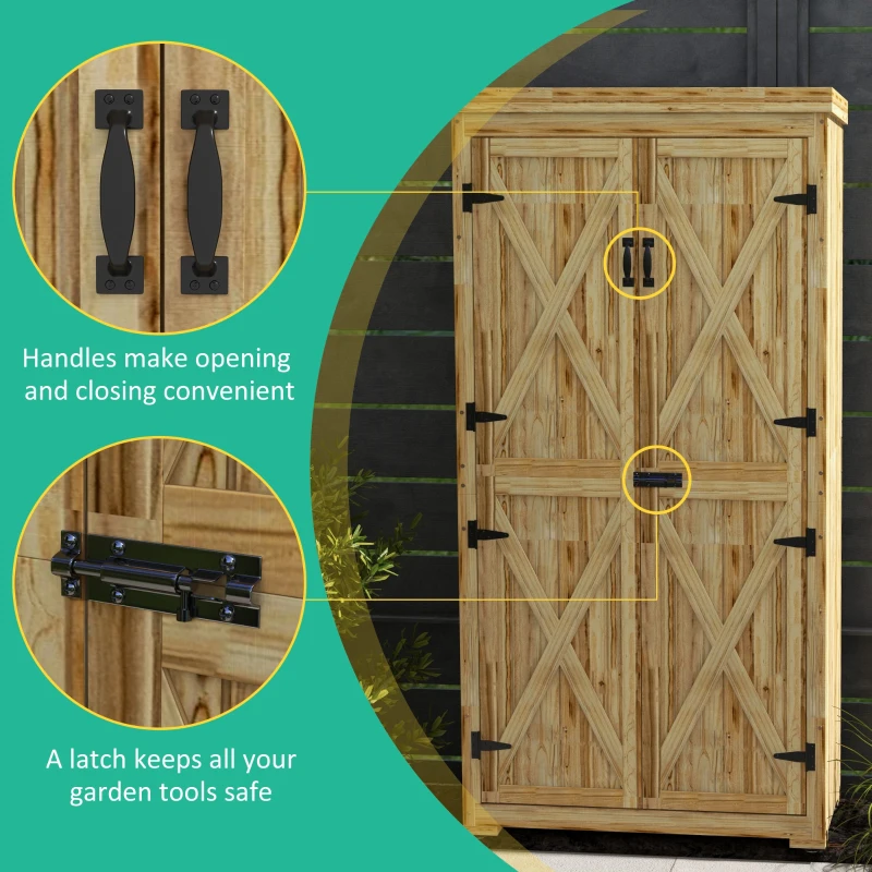 Outsunny Outdoor Storage Cabinet Garden Shed with Waterproof Galvanized Metal Roof and Lockable Door, Natural