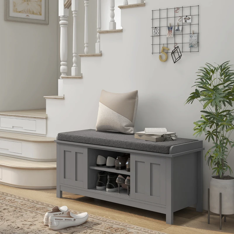 HOMCOM Entryway Shoe Storage Bench with Adjustable Shelf & Padded Seat, Space-Saving Organizer for Hallway, Mudroom - Elegant Design