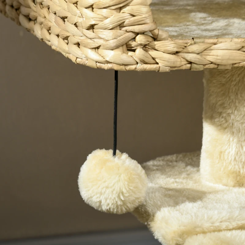 PawHut Cat Tree for Indoor Cats w/ Scratching Posts, Condo Cat Tower, Beige