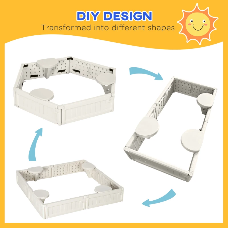 Outsunny Kids Outdoor Sandbox with Canopy, Bottom Fabric Liner, Cream White