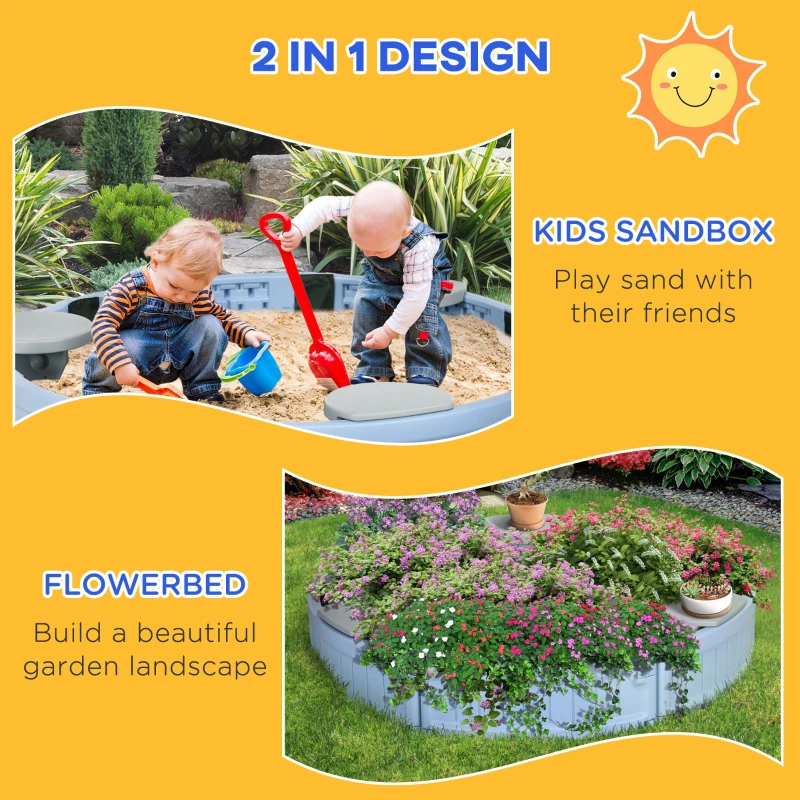 Outsunny Kids Outdoor Sandbox with Cover, Bottom Fabric Liner, for 3-12 Years, Light Blue