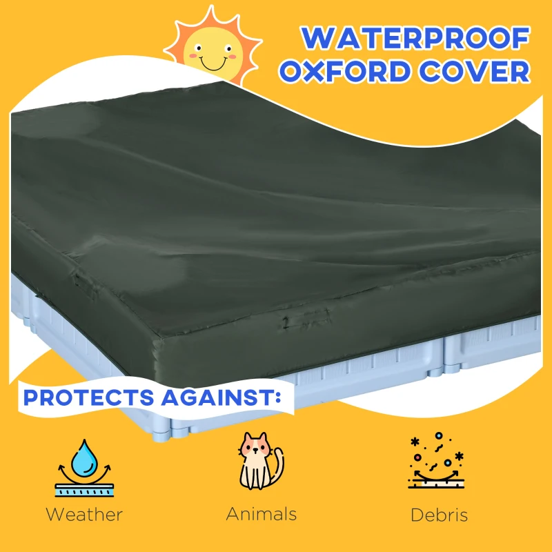 Outsunny Kids Outdoor Sandbox with Canopy, Bottom Fabric Liner, Light Blue