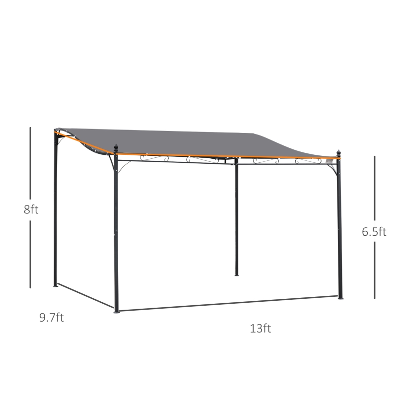Outsunny 10' x 13' Outdoor Pergola Gazebo, Steel Patio Canopy with Weather-Resistant Fabric and Drainage Holes, Gray