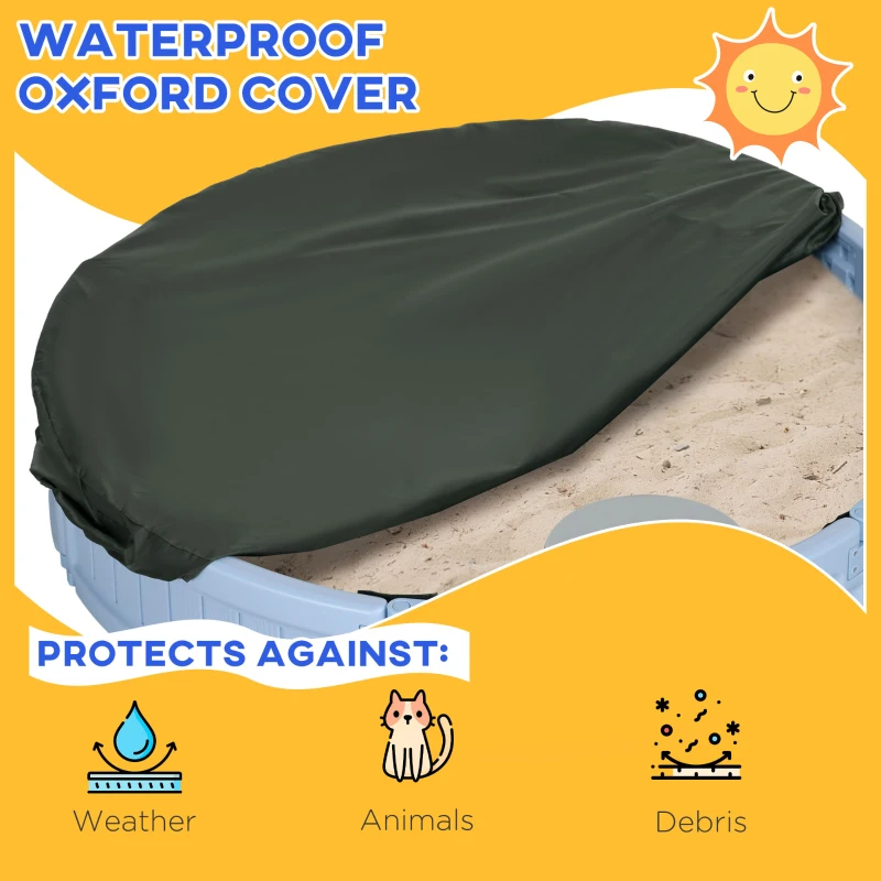 Outsunny Kids Outdoor Sandbox with Cover, Bottom Fabric Liner, for 3-12 Years, Light Blue