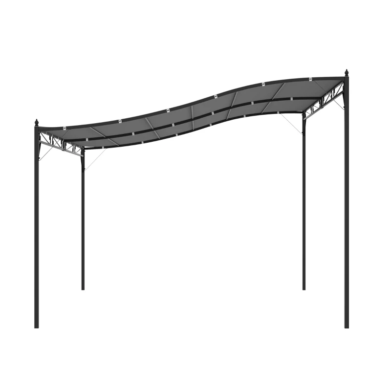 Outsunny 10' x 13' Outdoor Pergola Gazebo, Steel Patio Canopy with Weather-Resistant Fabric and Drainage Holes, Gray