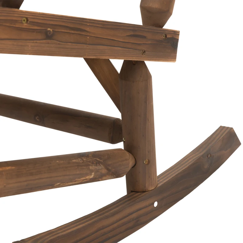 Outsunny 2-Person Wood Patio Rocker, Outdoor Rocking Chair, Porch Rocking Bench with Slat Back and Seat, Carbonized Colour