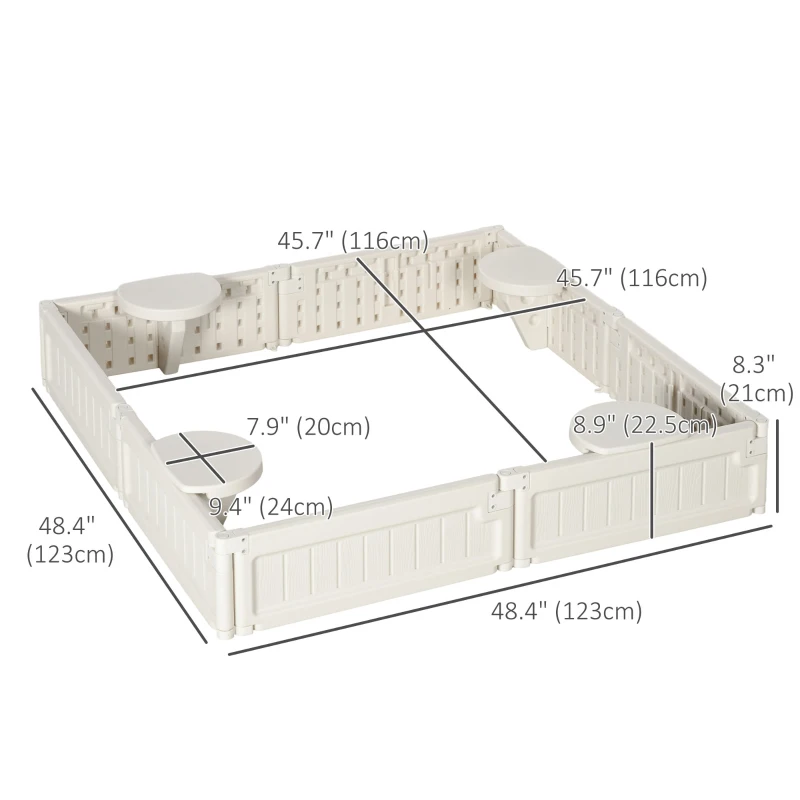 Outsunny Kids Outdoor Sandbox with Canopy, Bottom Fabric Liner, Cream White